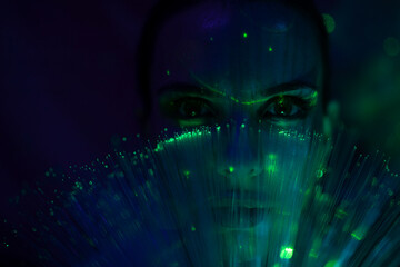 Galaktische Frau im cyber space