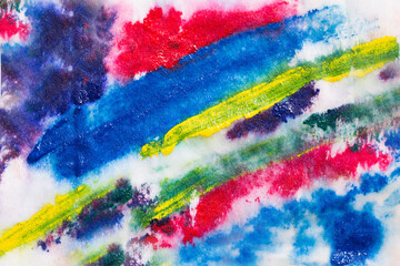 watercolour brush strokes with paint on paper. multicoloure