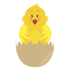 Cute cartoon chick. Vector illustration. Isolated on a white background. Easter illustration