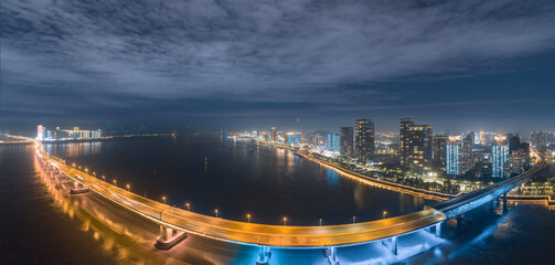 Fototapeta premium Night view of Wenzhou City, Zhejiang Province, China