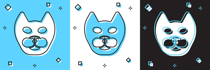 Set Cat icon isolated on blue and white, black background. Vector