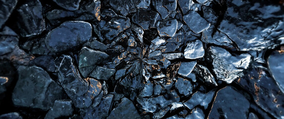 The wet rocks and stone texture pattern background.