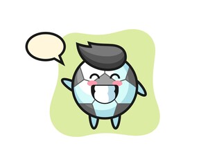Football cartoon character doing wave hand gesture