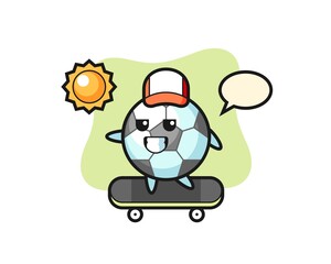 Football character illustration ride a skateboard