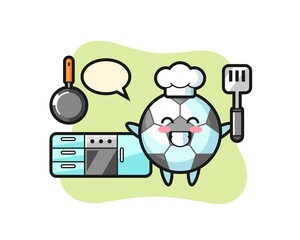 Football character illustration as a chef is cooking