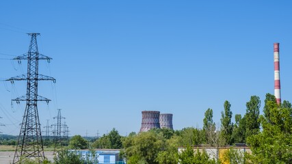 Fototapeta premium Electric supply sky metal industrial. engineering