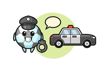 Cartoon mascot of football as a police