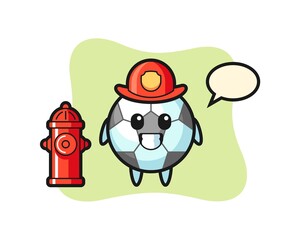Mascot character of football as a firefighter