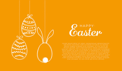Happy Easter. Colorfull easter greeting card with eggs and rabbit. Vector illustration great for package banner - 421804699