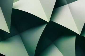 Geometric shapes green background. Abstract