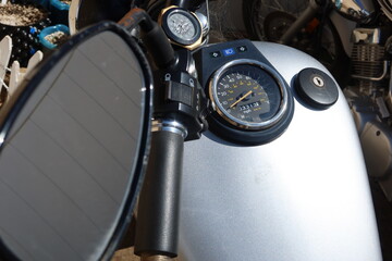 Motorcycle Gas Tank with Speedometer and Throttle
