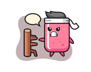 Bubble gum cartoon illustration as a karate fighter