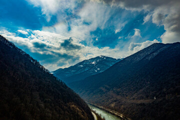 Road near river. Bosnia and Herzegowina. Zenica
