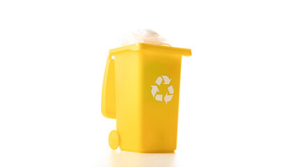 Bin icon. Container for disposal garbage waste and save environment. Yellow dustbin for recycle...