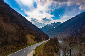 Road near river. Bosnia and Herzegowina. Zenica