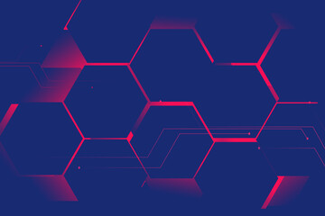Obraz na płótnie Canvas Abstract blue hexagons with pink light, Futuristic technology digital hi tech concept background. Space for your text. Vector illustration