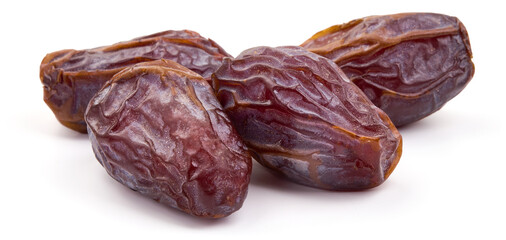 Dried dates Medjool, close-up isolated on white background. High resolution image