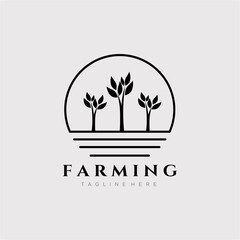 three tree farming logo vector illustration design