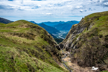 Fototapeta premium Spring day trekking in the beautiful Carnic Alps, Friuli-Venezia Giulia, Italy