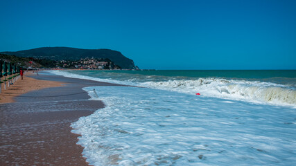 The beautiful sea of Numana in Conero after a big storm, Ancona province, Marche region.