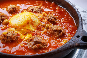 Tajine in Morocco. One of the famous types of Moroccan national cuisine.