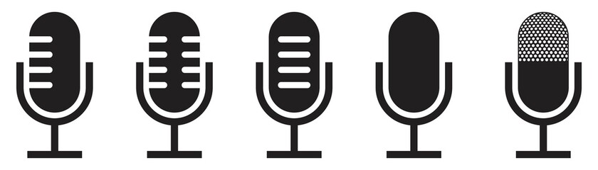 Microphone icon set,  retro Microphone isolated on white background, Vector illustrarion