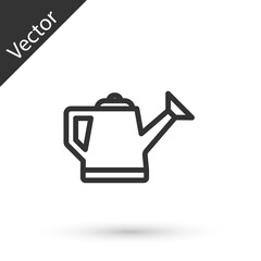 Grey line Watering can icon isolated on white background. Irrigation symbol. Vector