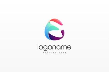 Letter E playful logo design, Letter E colorful logo design