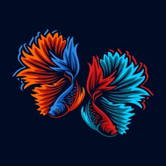Obraz premium betta fish logo vector