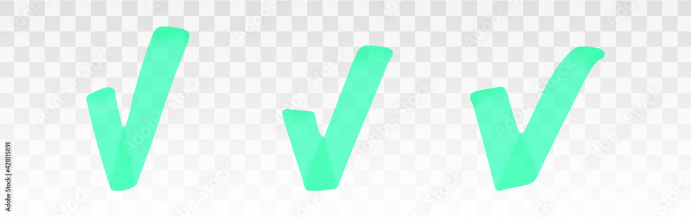 Poster cyan highlighter check mark set isolated on transparent background. marker pen highlight underline s