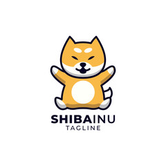 Shibainu dog flat logo design