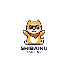Shibainu dog flat logo design