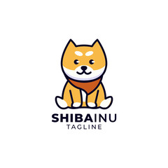 Shibainu dog flat logo design