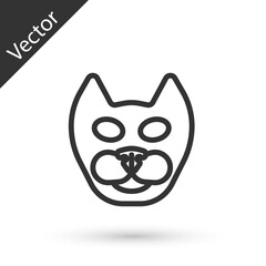 Grey line Cat icon isolated on white background. Vector