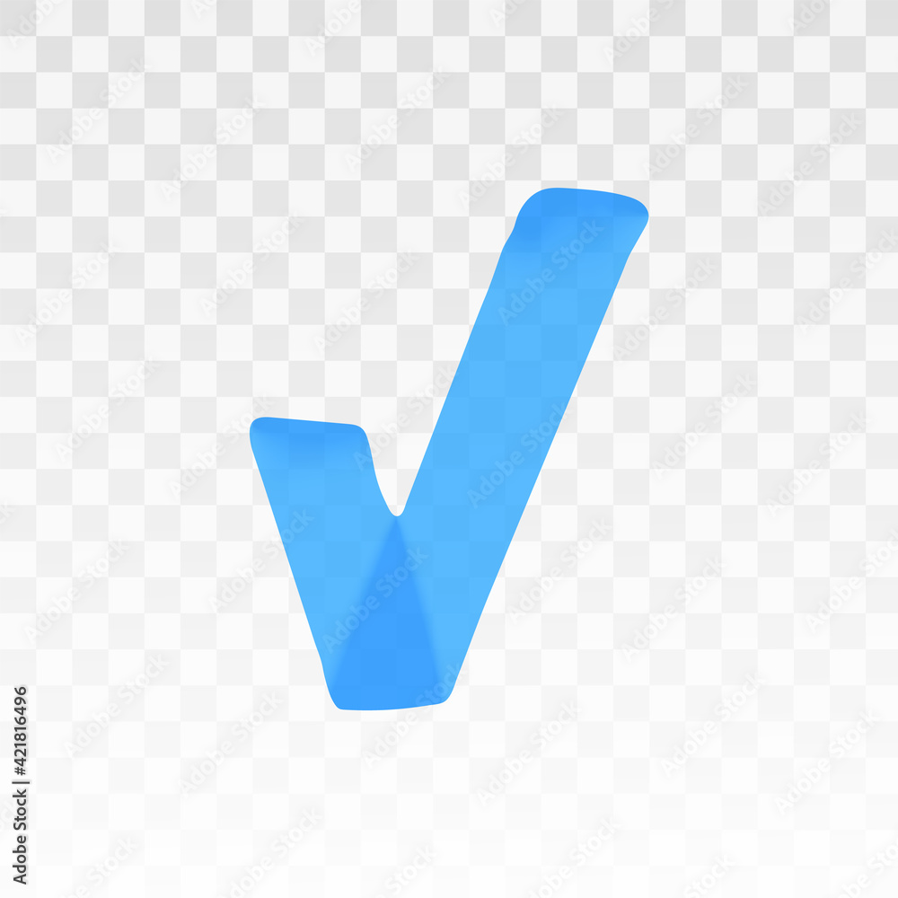 Fototapete blue highlighter check mark isolated on transparent background. marker pen highlight underline strok
