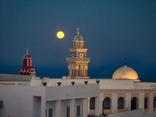 Sundown over Santorini the sun has just set and dusk is falling