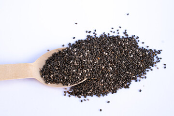 Chia seed in an ecological spoon isolated