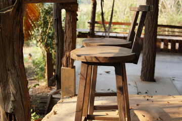 Fototapeta na wymiar wooden chair on balcony terrace patio