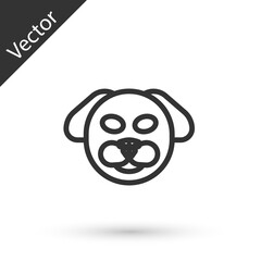 Grey line Dog icon isolated on white background. Vector