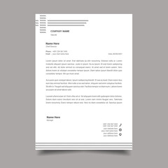 Letterhead design template. Monochrome. Creative, simple and clean modern business letterhead template design. Illustration vector	
