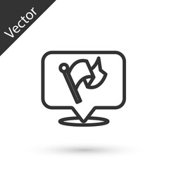 Grey line Flag icon isolated on white background. Victory, winning and conquer adversity concept. Vector