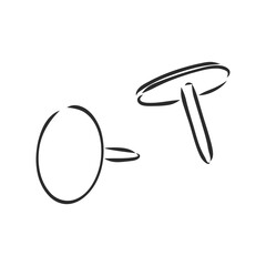 Push pin for map. Vector sketch set of office thumbtacks isolated on a white background.