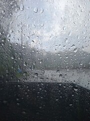 rain water on the car window