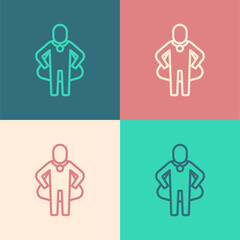 Pop art line Head hunting icon isolated on color background. Business target or Employment sign. Human resource and recruitment for business. Vector