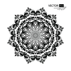 Mandala. Beautiful round pattern on white background. Oriental ornament. Arabesque. Vector illustration.