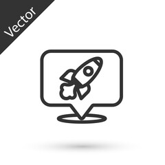 Grey line Rocket ship icon isolated on white background. Space travel. Vector