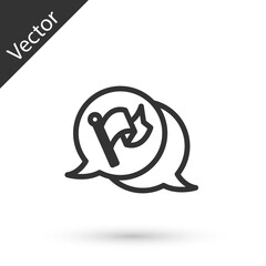 Grey line Flag icon isolated on white background. Victory, winning and conquer adversity concept. Vector