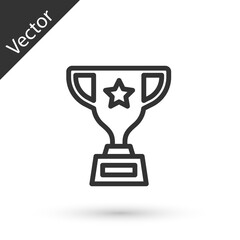 Grey line Award cup icon isolated on white background. Winner trophy symbol. Championship or competition trophy. Sports achievement sign. Vector