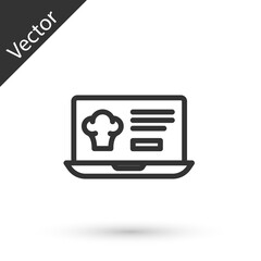 Grey line Online ordering and fast food delivery icon isolated on white background. Vector