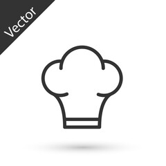 Grey line Chef hat icon isolated on white background. Cooking symbol. Cooks hat. Vector